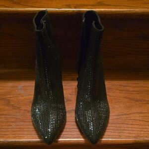 LAUREN BLAKWELL Black JEWELL Pointed Ankle Booties - 7